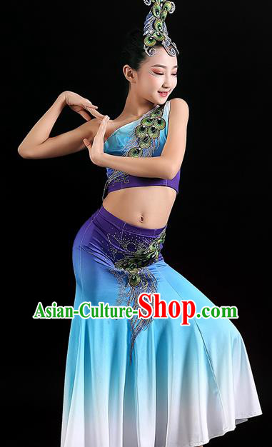 Chinese Yunnan Minority Peacock Dance Purple Dress Uniforms Dai Nationality Children Performance Clothing Ethnic Folk Dance Fashion