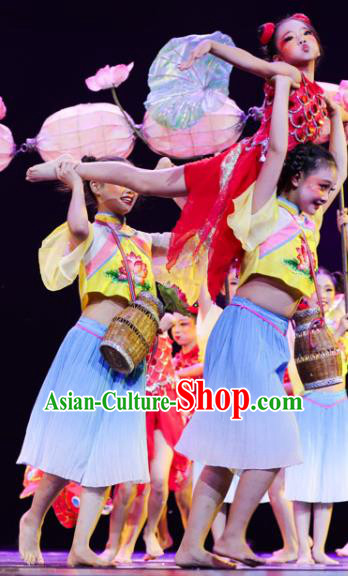 China Folk Dance Clothing Fisher Children Performance Costumes Yangko Dance Uniforms