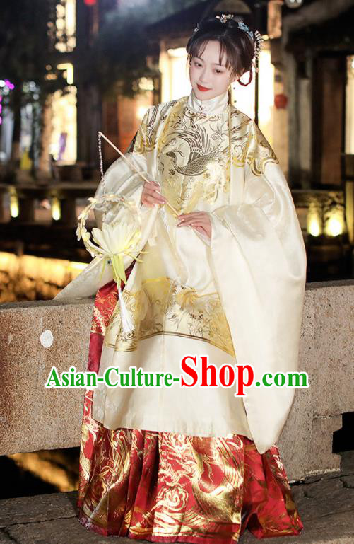 China Ancient Patrician Woman Garment Costumes Ming Dynasty Historical Clothing Traditional Hanfu Dresses