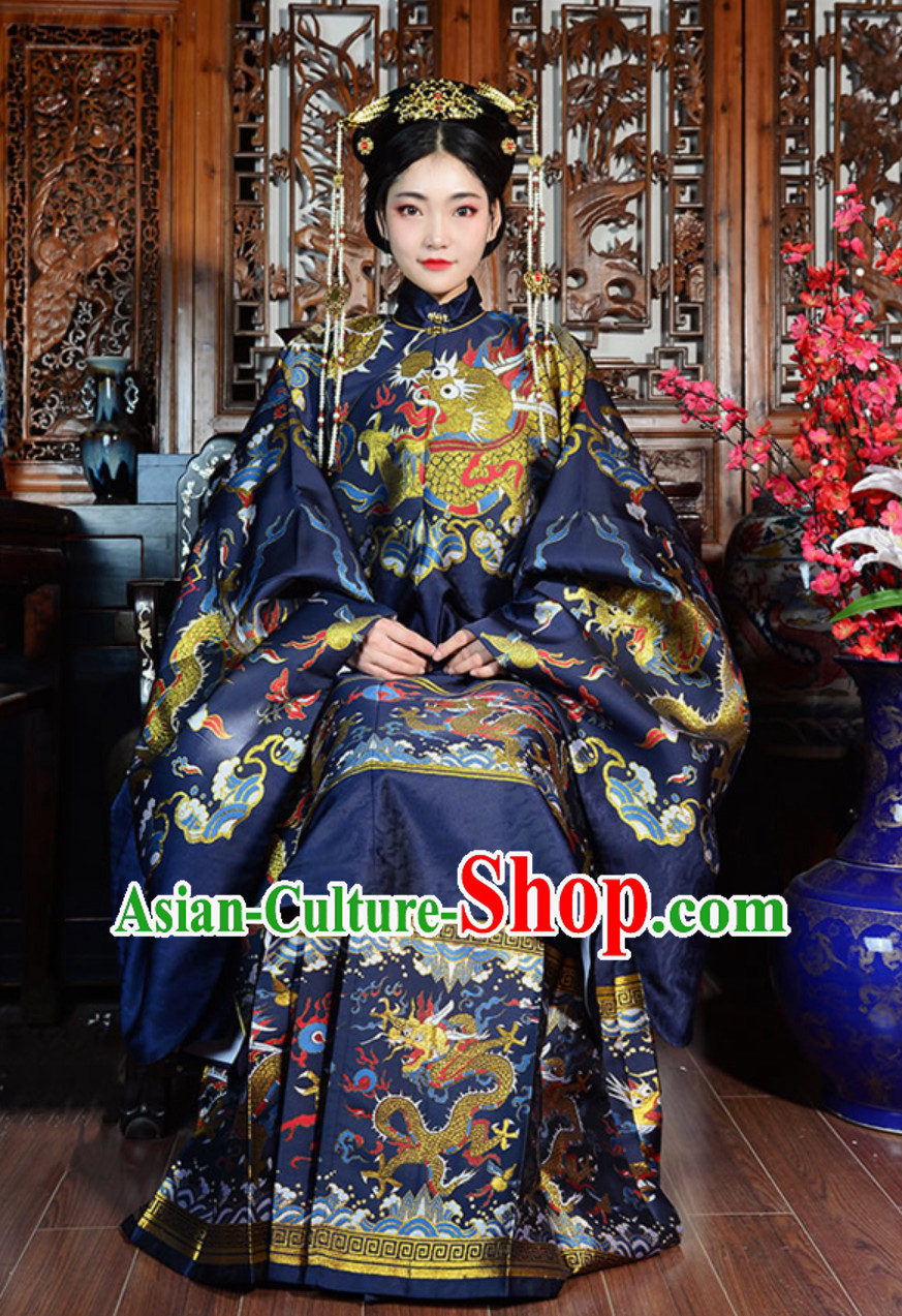 Top Chinese Ancient Imperial Queen Wedding Embroidered Garment Ming Dynasty Princess Garments for Women