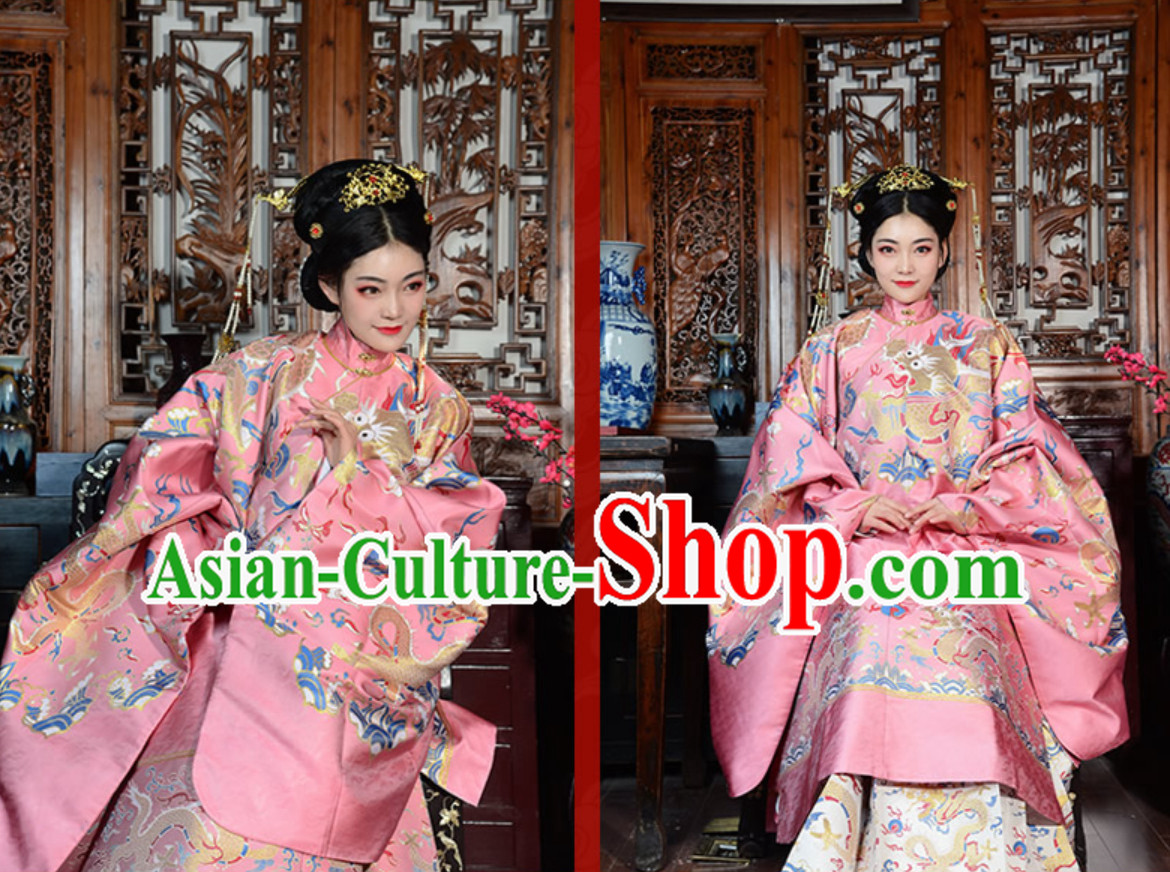 Top Chinese Ancient Imperial Queen Wedding Embroidered Garment Ming Dynasty Princess Garments for Women