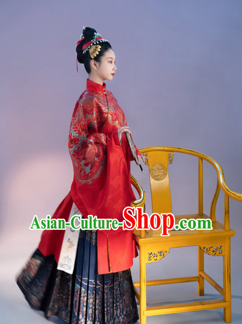 Top Chinese Ancient Imperial Queen Wedding Embroidered Garment Ming Dynasty Princess Garments for Women