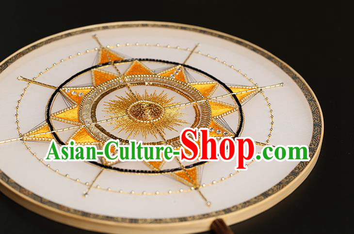 China Classical Dance Embroidered Fan Handmade Silk Palace Fan Traditional Hanfu Circular Fans