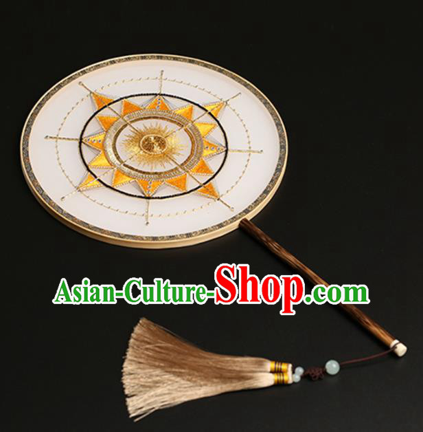 China Classical Dance Embroidered Fan Handmade Silk Palace Fan Traditional Hanfu Circular Fans