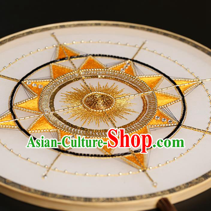 China Classical Dance Embroidered Fan Handmade Silk Palace Fan Traditional Hanfu Circular Fans