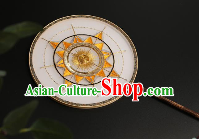 China Classical Dance Embroidered Fan Handmade Silk Palace Fan Traditional Hanfu Circular Fans