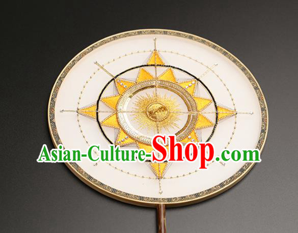 China Classical Dance Embroidered Fan Handmade Silk Palace Fan Traditional Hanfu Circular Fans