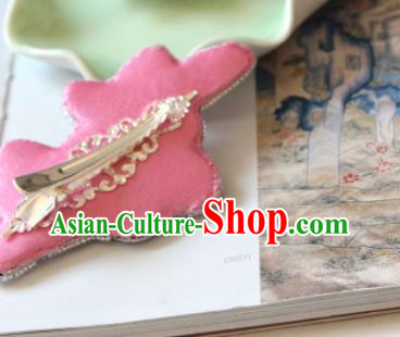 Handmade China Embroidered Pink Mangnolia Hair Claw Classical Qipao Pearls Hair Stick Accessories