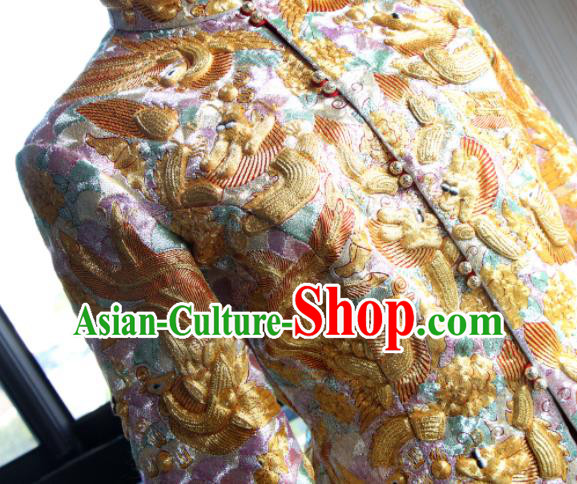 Chinese Traditional Wedding Garment Costumes Bride Xiuhe Suits Embroidered Phoenix Champagne Dress