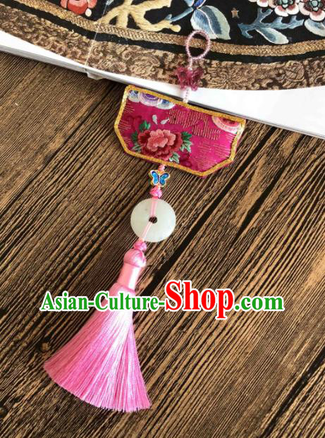 Handmade China Classical Hanfu Brooch Accessories Suzhou Embroidered Peony Tassel Pendant