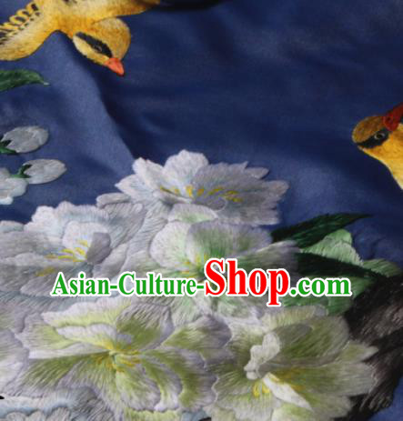 Chinese Traditional Navy Silk Stomachers National Woman Undergarment Suzhou Embroidered Pear Blossom Bellyband