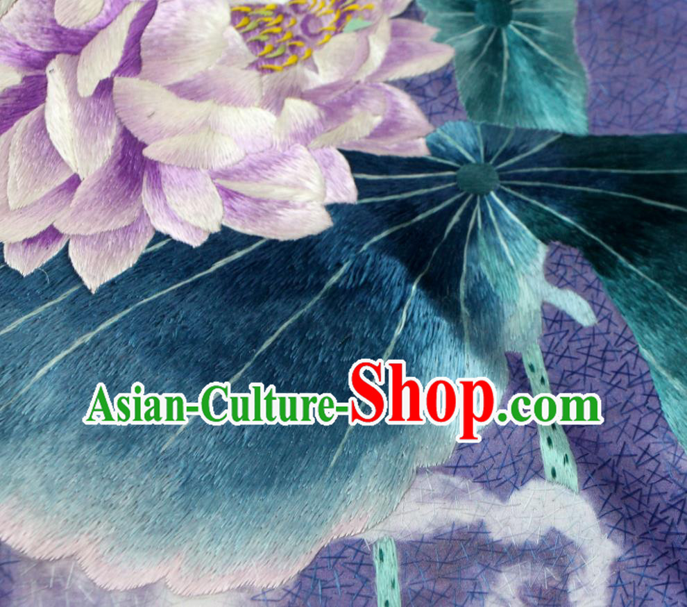 Chinese National Woman Undergarment Suzhou Embroidered Lotus Bellyband Traditional Purple Silk Stomachers Clothing