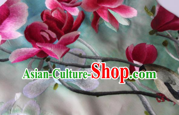 Chinese National Woman Underwear Suzhou Embroidered Mangnolia Bellyband Traditional Green Silk Stomachers Clothing