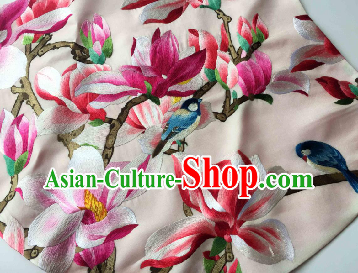 Chinese Traditional Light Pink Silk Stomachers Clothing National Woman Underwear Suzhou Embroidered Mangnolia Bellyband