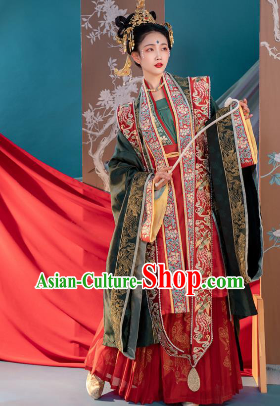 China Traditional Song Dynasty Wedding Historical Garments Clothing Ancient Empress Embroidered Hanfu Dress Costumes Complete Set