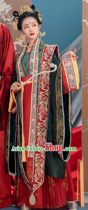 China Traditional Song Dynasty Wedding Historical Garments Clothing Ancient Empress Embroidered Hanfu Dress Costumes Complete Set
