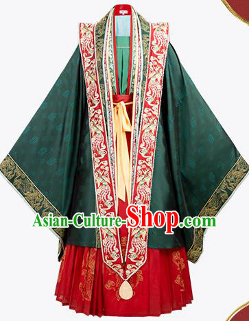 China Traditional Song Dynasty Wedding Historical Garments Clothing Ancient Empress Embroidered Hanfu Dress Costumes Complete Set