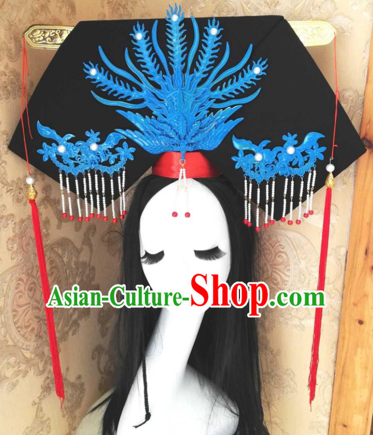 China Handmade Qing Dynasty Queen Mother Phoenix Hair Crown Traditional Princess of Pearl Court Headdress Ancient Empress Dowager Hat Headwear
