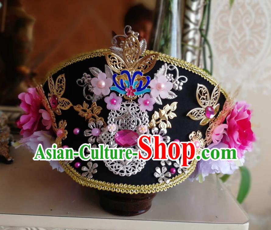China Handmade Qing Dynasty Imperial Consort Hair Crown Traditional Empresses in the Palace Zhen Huan Court Headdress Ancient Court Woman Hat