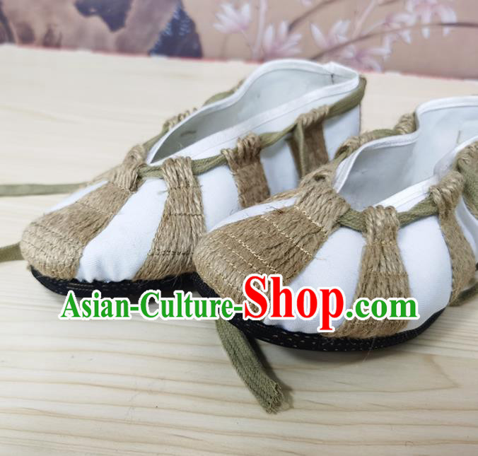 China Peking Opera Shoes Ancient Taoist Priest Shoes Beijing Opera Straw Shoes