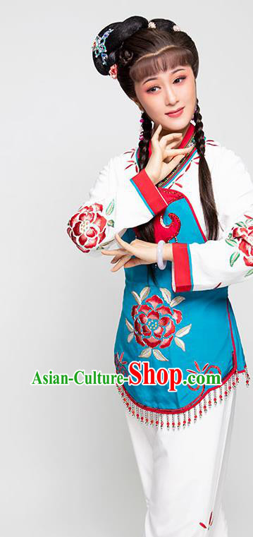 Chinese Ancient Servant Girl Dress Beijing Opera Young Lady Garment Costume Yue Opera Country Woman Clothing