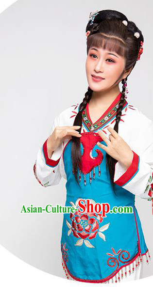 Chinese Ancient Servant Girl Dress Beijing Opera Young Lady Garment Costume Yue Opera Country Woman Clothing