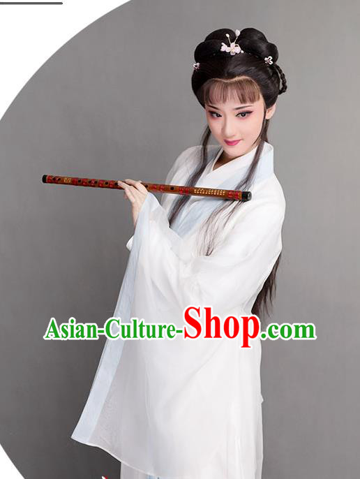 Chinese Yue Opera Princess Clothing Ancient Fairy White Dress Beijing Opera Diva Garment Costumes