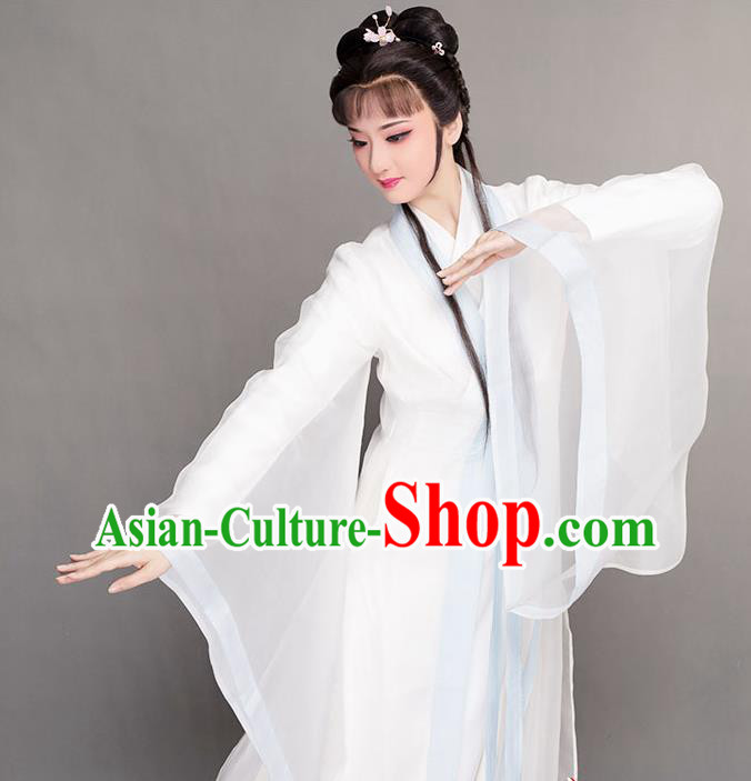 Chinese Yue Opera Princess Clothing Ancient Fairy White Dress Beijing Opera Diva Garment Costumes