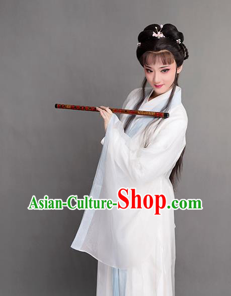 Chinese Yue Opera Princess Clothing Ancient Fairy White Dress Beijing Opera Diva Garment Costumes