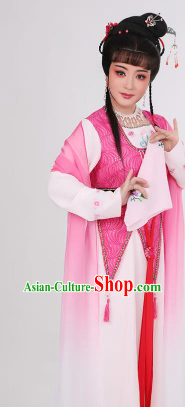 Chinese Ancient Country Lady Rosy Dress Beijing Opera Hua Tan Garment Costumes Yue Opera Actress Clothing