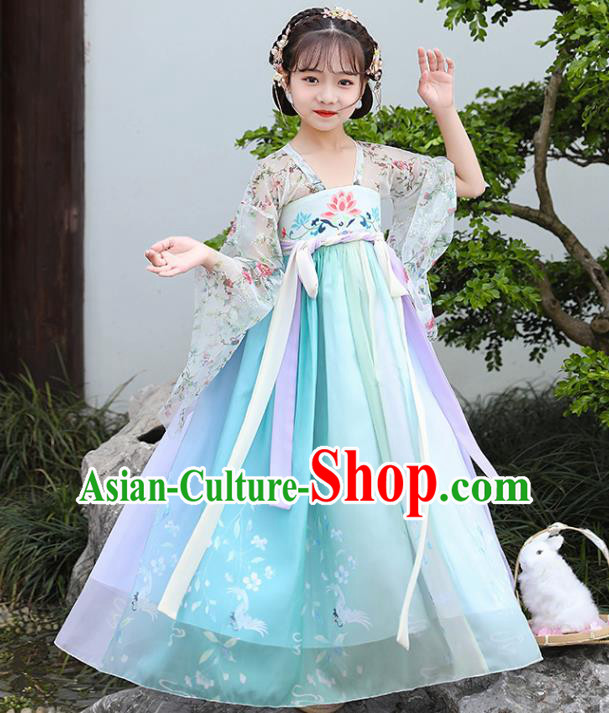 China Traditional Dance Clothing Children Hanfu Dress Ancient Girl Fairy Fashion Costumes
