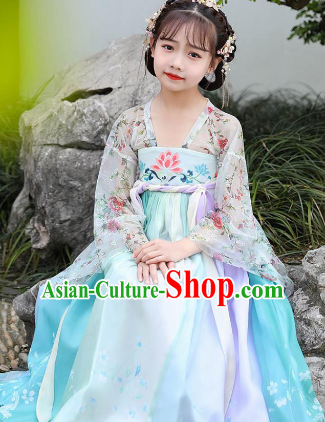 China Traditional Dance Clothing Children Hanfu Dress Ancient Girl Fairy Fashion Costumes