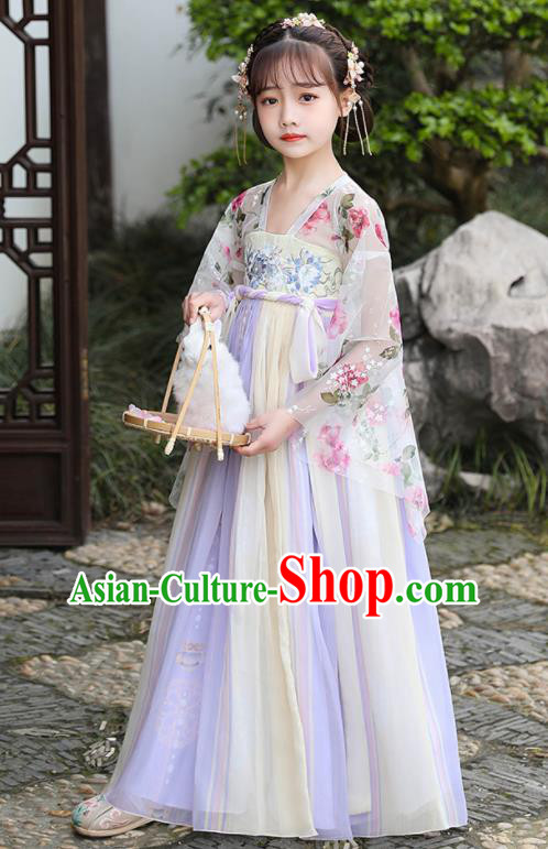China Ancient Girl Fairy Fashion Costumes Traditional Dance Clothing Children Hanfu Dress