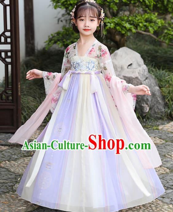 China Ancient Girl Fairy Fashion Costumes Traditional Dance Clothing Children Hanfu Dress