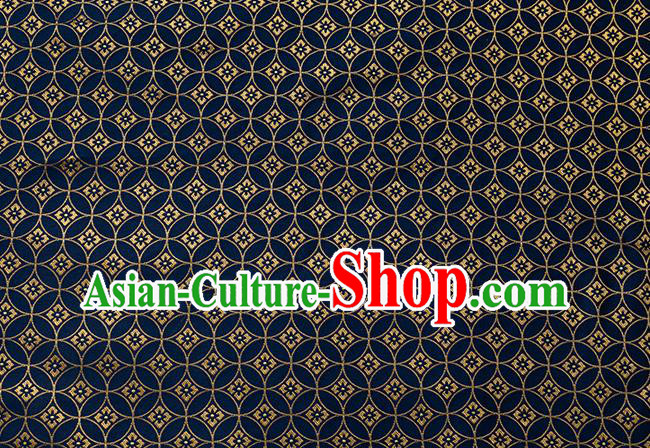 China Jacquard Tapestry Traditional Hanfu Fabric Navy Blue Copper Pattern Brocade Material Tang Suit Silk Damask