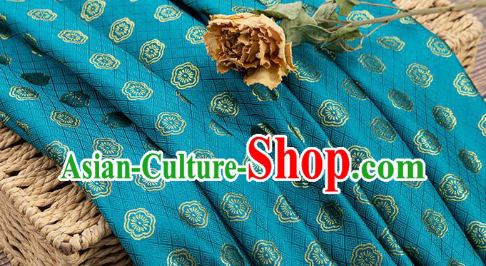 China Jacquard Tapestry Traditional Cheongsam Fabric Material Classical Plum Blossom Pattern Lake Blue Brocade Tang Suit Silk Damask
