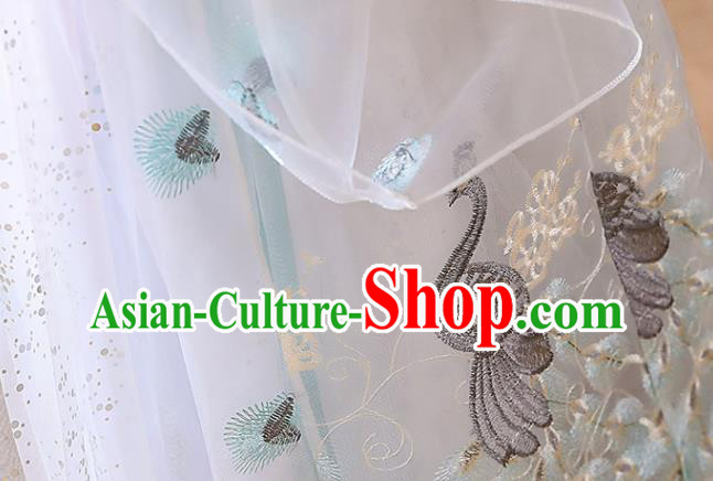 China Children Stage Show Garment Costumes Traditional White Hanfu Dress Tang Dynasty Girl Princess Clothing