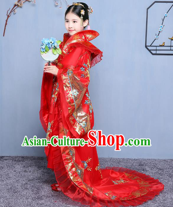 China Ancient Imperial Consort Garment Costume Traditional Girl Performance Red Hanfu Dress Tang Dynasty Princess Clothing