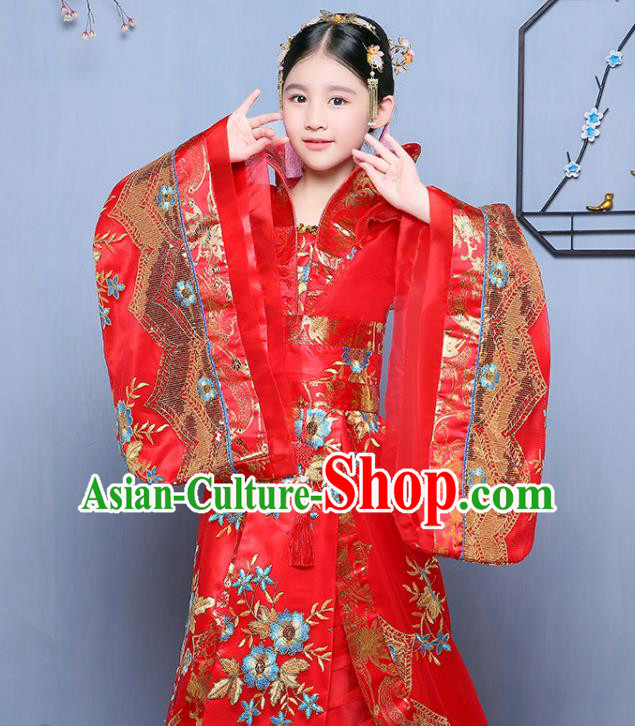 China Ancient Imperial Consort Garment Costume Traditional Girl Performance Red Hanfu Dress Tang Dynasty Princess Clothing
