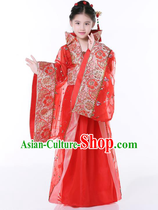 China Tang Dynasty Princess Clothing Ancient Imperial Consort Garment Costume Traditional Girl Performance Red Hanfu Dress