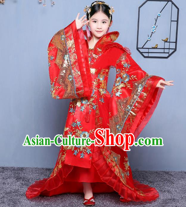 China Ancient Imperial Consort Garment Costume Traditional Girl Performance Red Hanfu Dress Tang Dynasty Princess Clothing