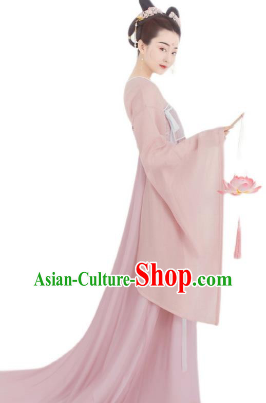 China Tang Dynasty Court Maid Pink Hanfu Dress Ancient Goddess Fairy Garment Costumes