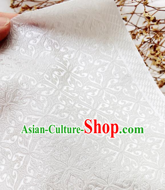 China Traditional Silk Fabric Hanfu Dress Jacquard White Brocade Tang Suit Damask Classical Pattern Satin Tapestry