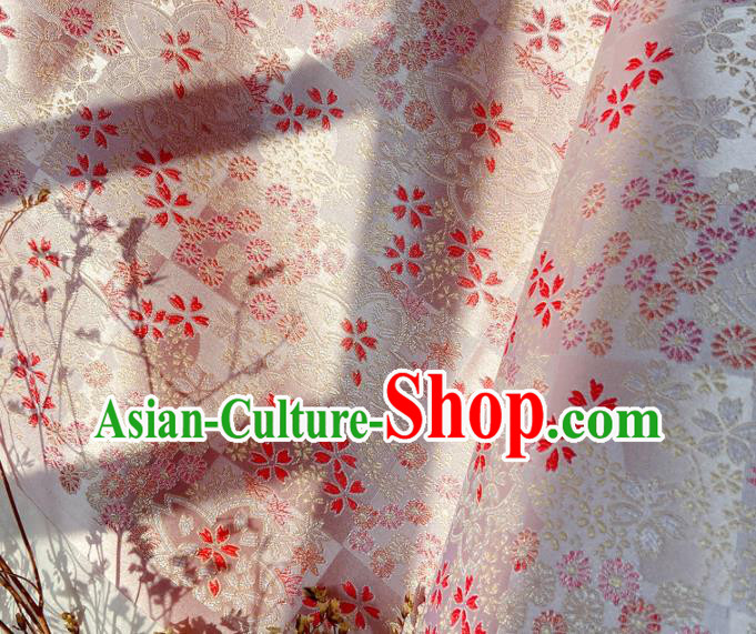 Japanese Traditional Sakura Pattern Pink Satin Drapery Asian Kimono Tapestry Fabric Nishijin Brocade