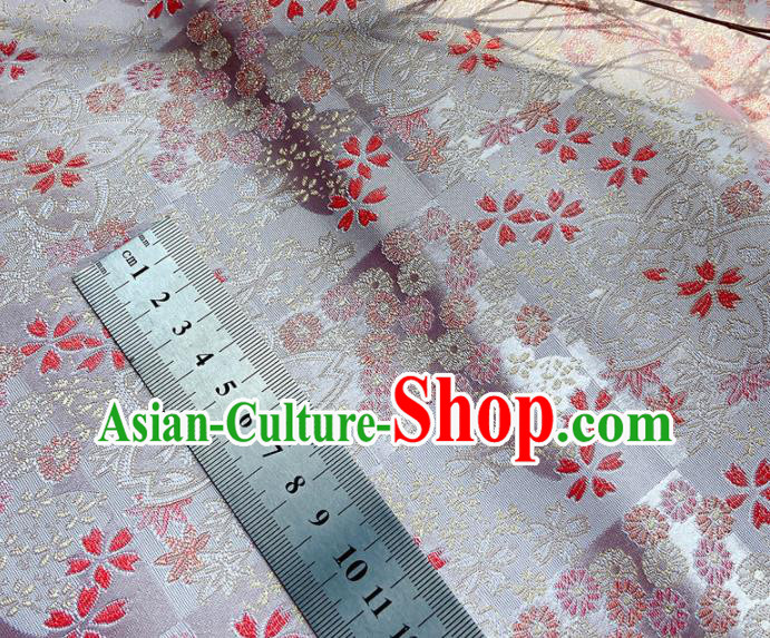 Japanese Traditional Sakura Pattern Pink Satin Drapery Asian Kimono Tapestry Fabric Nishijin Brocade