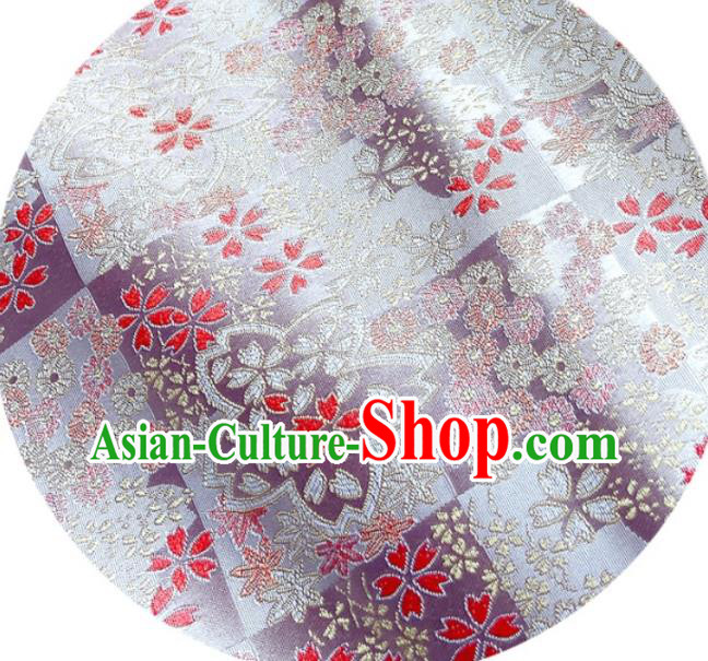 Japanese Traditional Sakura Pattern Pink Satin Drapery Asian Kimono Tapestry Fabric Nishijin Brocade