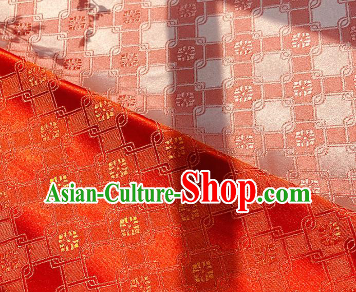 China Classical Rhombus Pattern Satin Tapestry Traditional Hanfu Silk Fabric Wedding Dress Red Brocade Tang Suit Damask