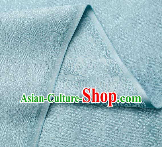 China Traditional Hanfu Dress Silk Fabric Light Blue Brocade Tang Suit Damask Classical Propitious Cloud Pattern Tapestry