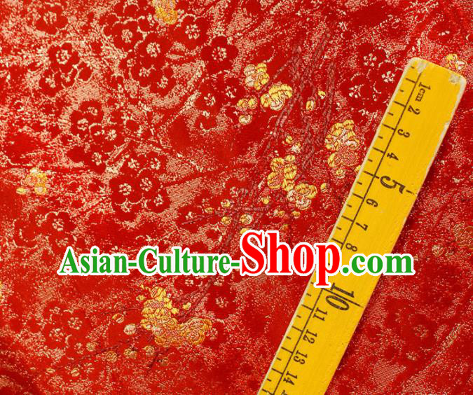 China Jacquard Red Brocade Tang Suit Damask Classical Plum Blossom Pattern Satin Tapestry Traditional Hanfu Silk Fabric