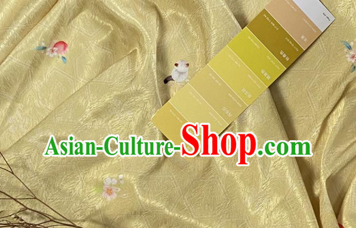China Jacquard Yellow Brocade Tang Suit Damask Classical Hexagon Pattern Satin Tapestry Traditional Hanfu Dress Silk Fabric